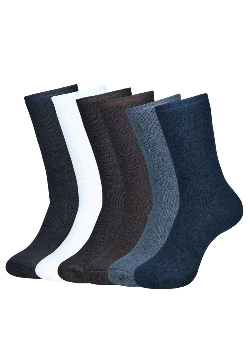 DIAMOND TOE 6 أزواج من جوارب الرجال القطنية المبطنة - مادة فائقة النعومة ومريحة - مقاس الاتحاد الأوروبي 40-45 (متعدد 6 أزواج - أسود اثنان، أزرق-أبيض-بني-رمادي واحد) - Image 1
