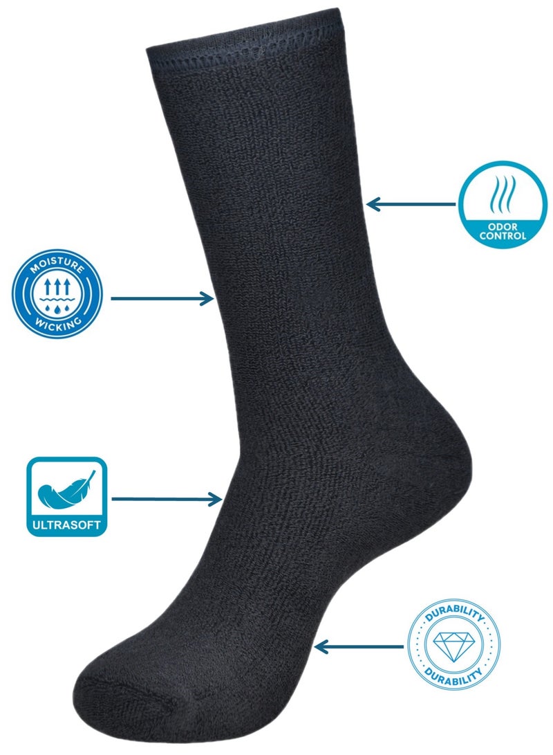 DIAMOND TOE 6 أزواج من جوارب الرجال القطنية المبطنة - مادة فائقة النعومة ومريحة - مقاس الاتحاد الأوروبي 40-45 (متعدد 6 أزواج - أسود اثنان، أزرق-أبيض-بني-رمادي واحد) - Image 2