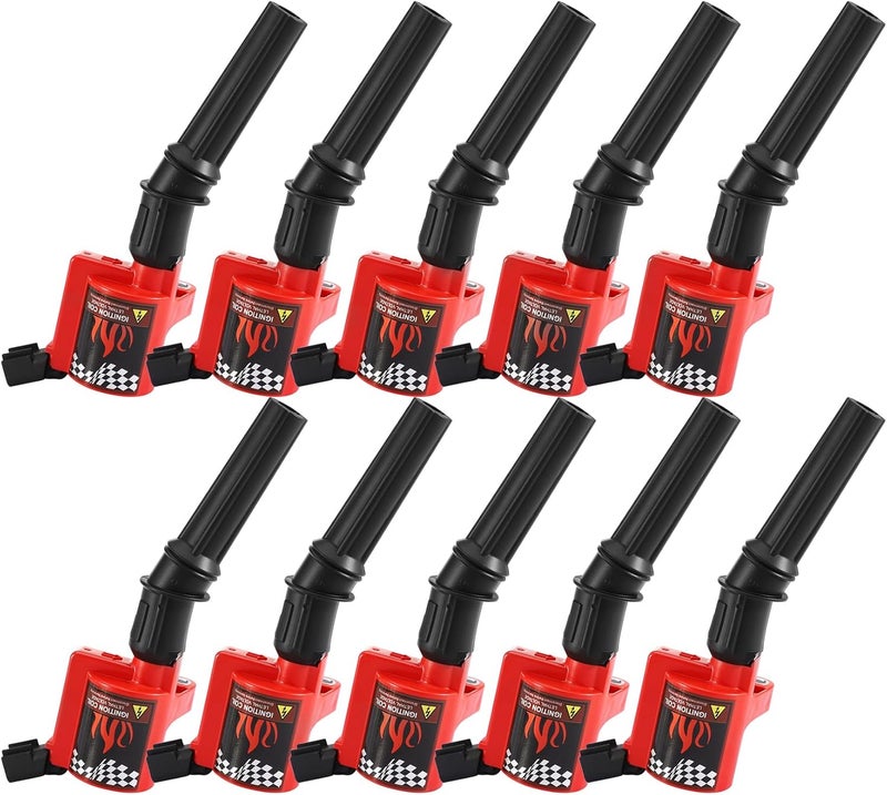 CarBole مجموعة CarBole من 10 لفائف إشعال ذات غلاف منحني لسيارات فورد ولينكولن وميركوري 4.6L 5.4L متوافقة مع DG508 DG457 FD503 - Image 1