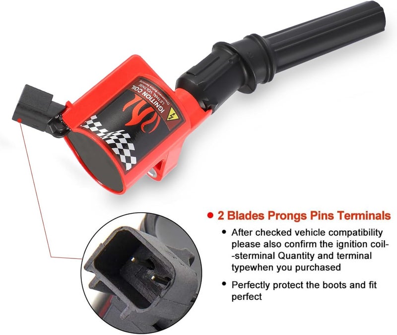 CarBole مجموعة CarBole من 10 لفائف إشعال ذات غلاف منحني لسيارات فورد ولينكولن وميركوري 4.6L 5.4L متوافقة مع DG508 DG457 FD503 - Image 2