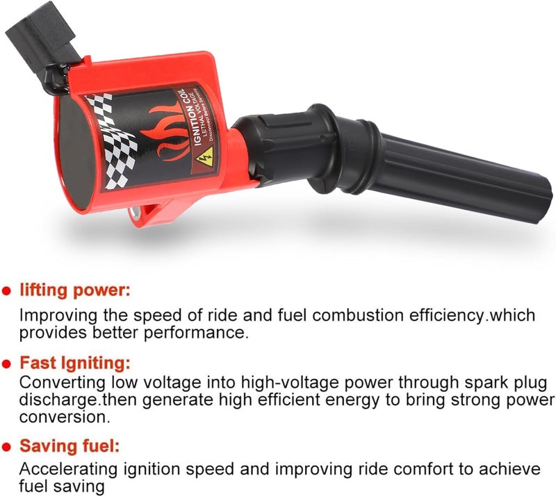 CarBole مجموعة CarBole من 10 لفائف إشعال ذات غلاف منحني لسيارات فورد ولينكولن وميركوري 4.6L 5.4L متوافقة مع DG508 DG457 FD503 - Image 3