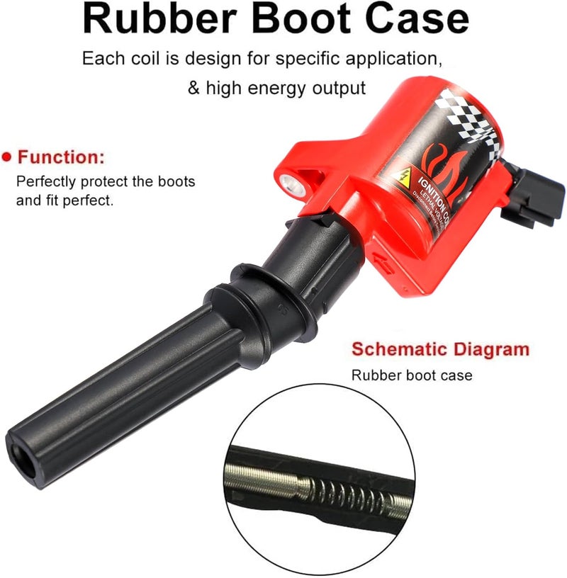 CarBole مجموعة CarBole من 10 لفائف إشعال ذات غلاف منحني لسيارات فورد ولينكولن وميركوري 4.6L 5.4L متوافقة مع DG508 DG457 FD503 - Image 5