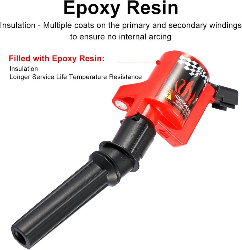 CarBole مجموعة CarBole من 10 لفائف إشعال ذات غلاف منحني لسيارات فورد ولينكولن وميركوري 4.6L 5.4L متوافقة مع DG508 DG457 FD503 - Image 4