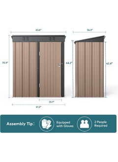 Egardenkart Metal Outdoor Pent Storage Shed Tan  - Image 2