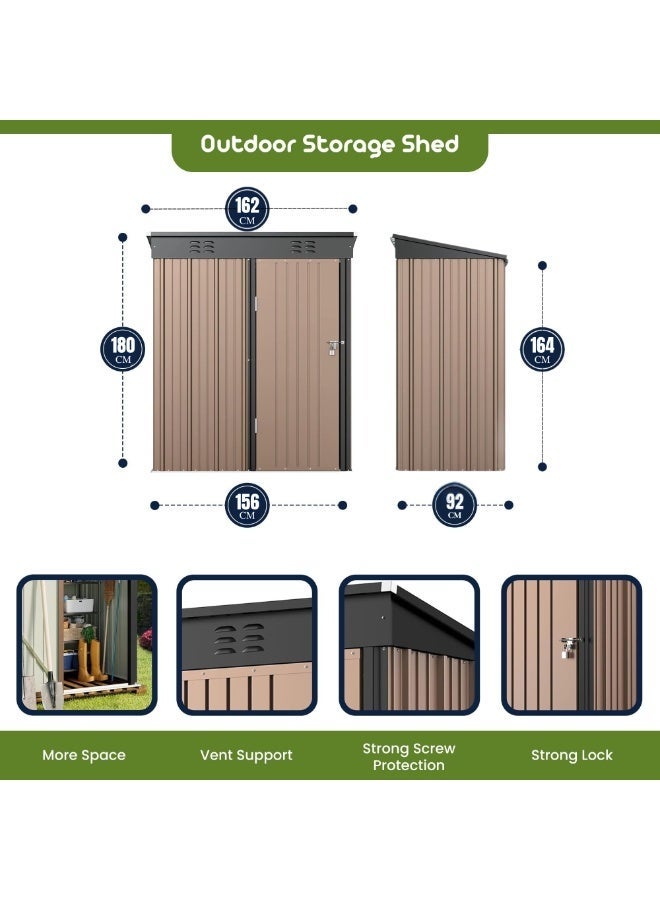 Egardenkart, Outdoor Storage Shed Metal - Tan, 5x3 Ft | Garden Shed with Lockable Door | Outdoor Storage Cabinet for Garden Storage | Outdoor Shed Storage (With Installation) - Image 2