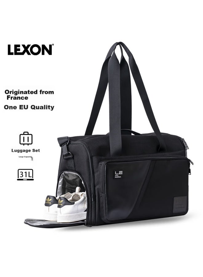 Lexon Travel Bag For Men, Large Capacity Handheld Luggage For Short Trips, Business Travel, And Tourism, With Wet And Dry Separation, Shoe Compartment, Black - Image 5