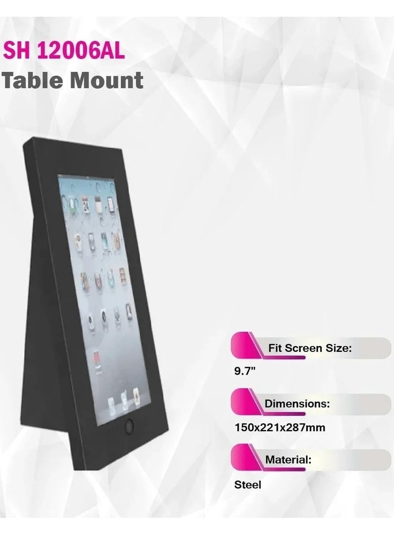 Skilltech Anti-Theft Tablet Mount – SH120-06AL Lockable Tablet Security Enclosure with Key Lock, Wall or Desk Mountable Bracket, Adjustable Viewing Angles, Durable Metal Frame, Ideal for Retail & Office Use – Black - Image 4