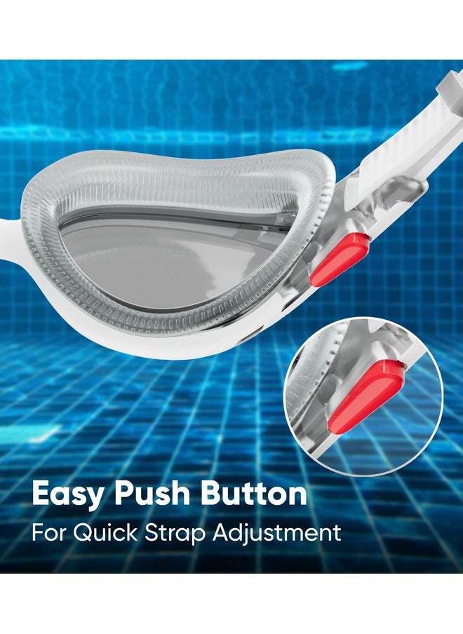 سبيدو نظارات السباحة Speedo Biofuse 2.0 Smoke-Lens للبالغين للجنسين - باللونين الأبيض والرمادي  - Image 5