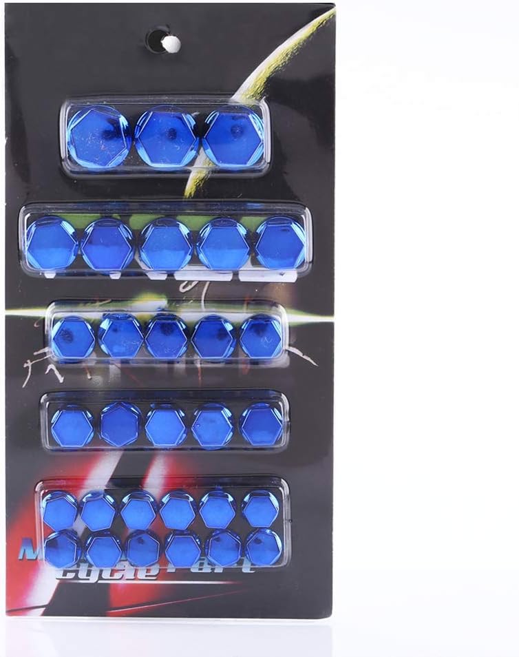 Dweekiy 30Pcs Motorcycle Hex Socket Screw Nut Covers, Blue Plastic, 8-20mm, Universal Fit - Image 3
