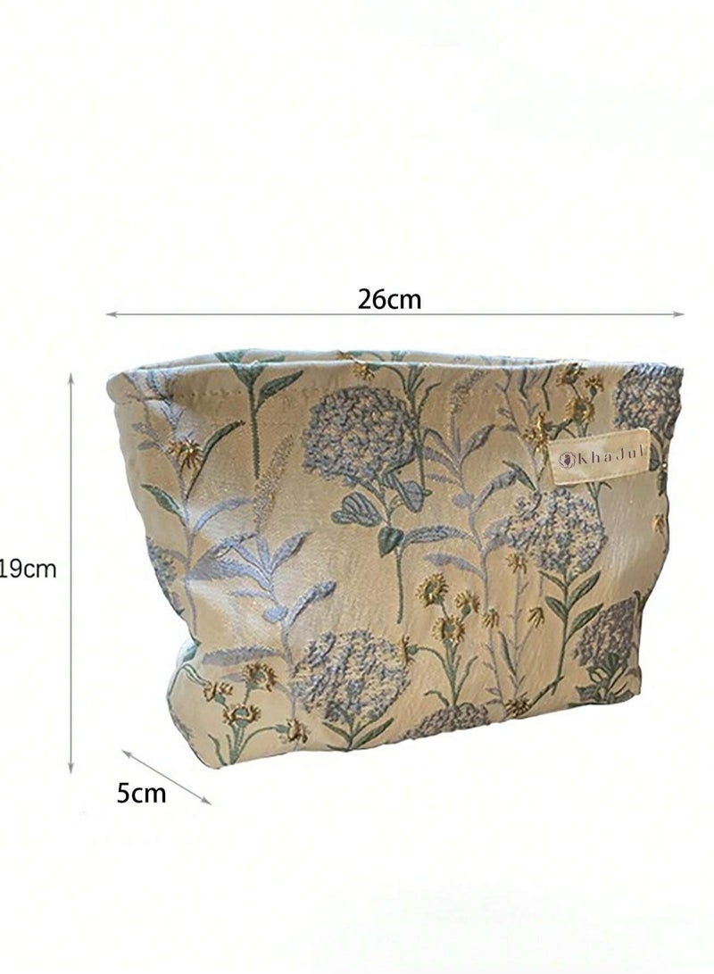 Loquat Zipper Printed Cosmetic Bag, Used to Store Cosmetics, Skin Care Products, Bathroom Supplies, Nail Polish Storage and Other Beauty Essentials, Travel Bag 26*19*15cm - Image 2