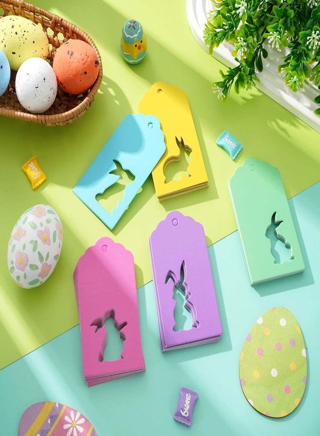 وولاين مجموعة من 100 بطاقة هدايا ورقية لعيد الفصح من والين، بتصميم أرنب ملون مجوف، مع خيط من الجوت، متوفرة بخمسة ألوان، تُستخدم كبطاقات تعريفية لتغليف الهدايا وتزيين حفلات عيد الفصح. - Image 3