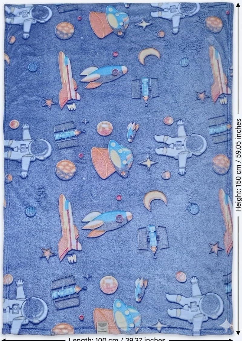 Butterthief Glow in The Dark Radium Blanket for Kids Super Soft & Warm Glowing Blanket for Toddler (100x150 cm, 0-8 Year) (Astronaut Blue) - Image 2