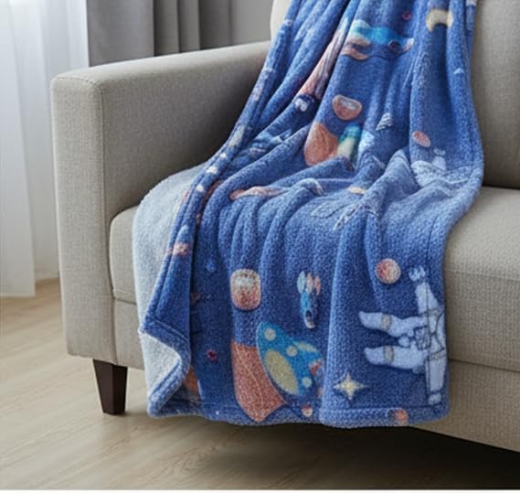 Butterthief Glow in The Dark Radium Blanket for Kids Super Soft & Warm Glowing Blanket for Toddler (100x150 cm, 0-8 Year) (Astronaut Blue) - Image 4