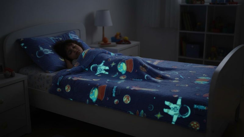 Butterthief Glow in The Dark Radium Blanket for Kids Super Soft & Warm Glowing Blanket for Toddler (100x150 cm, 0-8 Year) (Astronaut Blue) - Image 5
