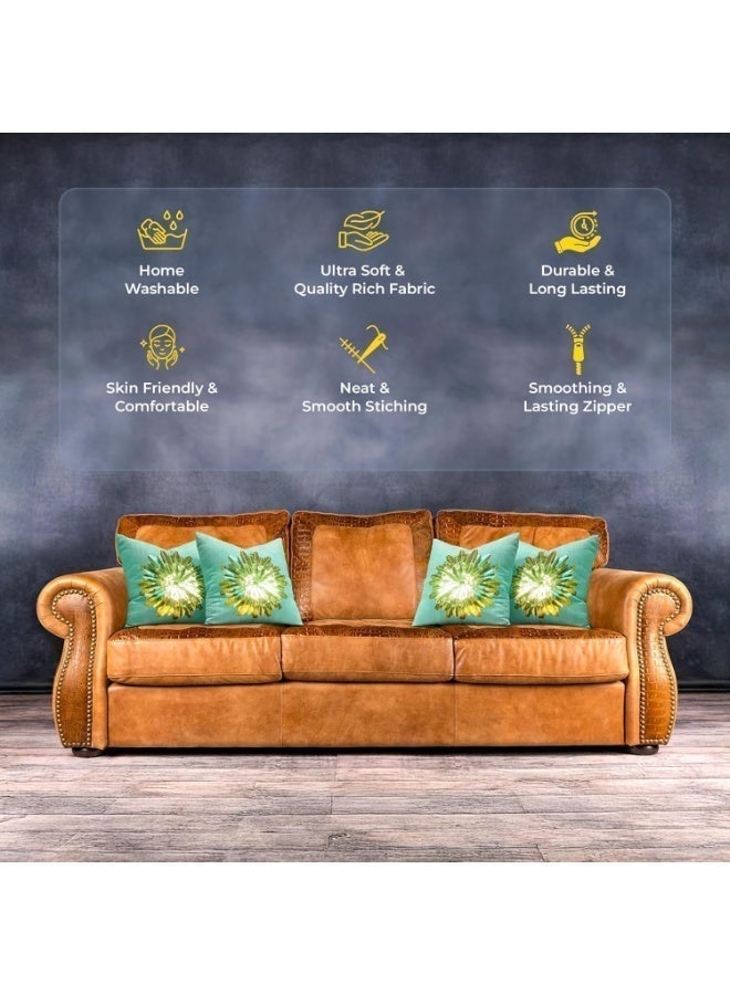 ستائر صفراء أغطية وسائد قطنية مقاس 45 × 45 سم (مجموعة من 5 قطع) | أغطية وسائد ناعمة ومتينة للأريكة والسرير والكرسي | ديكور منزلي أنيق | أغطية وسائد عالية الجودة، مقاومة للبهتان، قابلة للغسل في الغسالة - Image 5