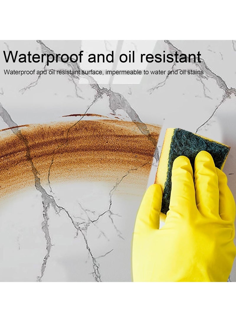 16 قطعة من ملصقات البلاط الرخامي ملصق جداري عتيق للأرضيات للحمام والمطبخ باكسبلاش مقاوم للماء ومضاد للزيت DIY ذاتي اللصق ملصقات جدارية جديدة من PVC لديكور المنزل 15 × 30 بوصة أبيض - Image 3