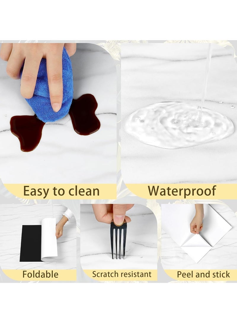 16 قطعة من ملصقات البلاط الرخامي ملصق جداري عتيق للأرضيات للحمام والمطبخ باكسبلاش مقاوم للماء ومضاد للزيت DIY ذاتي اللصق ملصقات جدارية جديدة من PVC لديكور المنزل 15 × 30 بوصة أبيض - Image 5