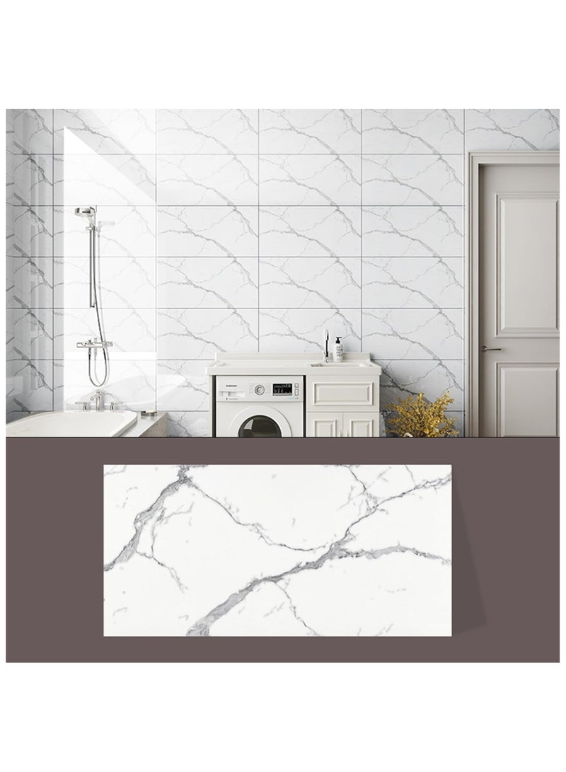 16 قطعة من ملصقات البلاط الرخامي ملصق جداري عتيق للأرضيات للحمام والمطبخ باكسبلاش مقاوم للماء ومضاد للزيت DIY ذاتي اللصق ملصقات جدارية جديدة من PVC لديكور المنزل 15 × 30 بوصة أبيض - Image 1