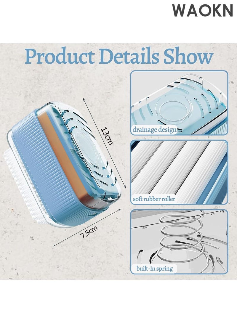 WAOKN Multifunctional Laundry Soap Box for Soap Holder,Portable Scrubbing Soap Dispenser Roller Soap Cleaning Storage Foaming Box for Home Bathroom Kitchen,Laundry Cleaning Brush Soap Box (Blue) - Image 4