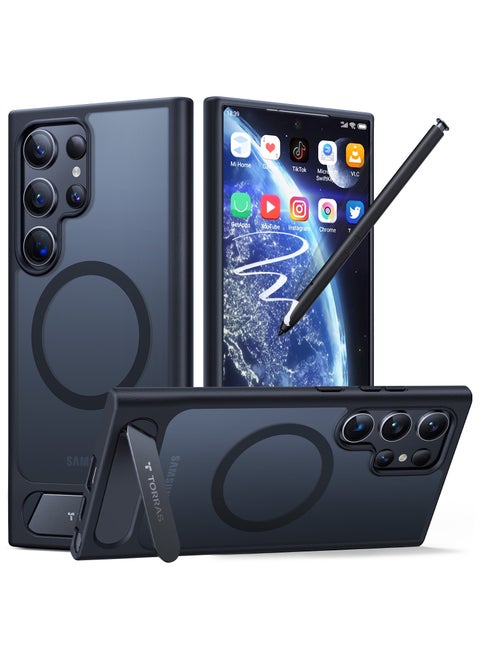 Strong Magnetic & Seamless Stand for Samsung Galaxy S24 Ultra Case, Fit for MagSafe, Mil-Grade Drop Protection, Adjustable Kickstand for Samsung Galaxy S24 Ultra Case, Slim Frosted Matte Black