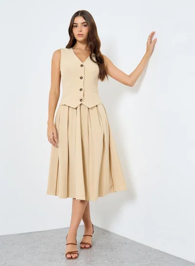 Styli Styli Buttoned Sleeveless Blazer Midi Dress