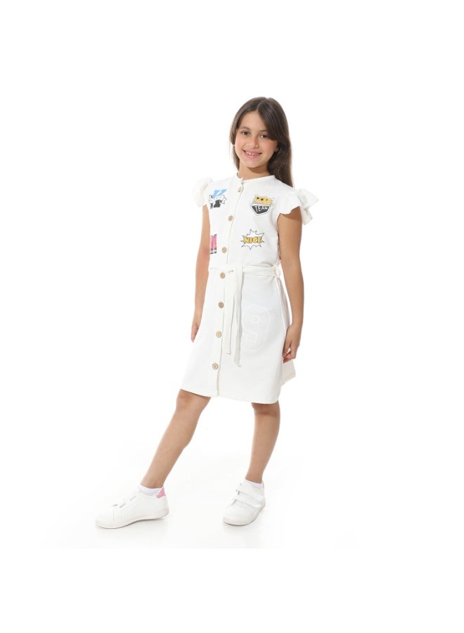 Red Circle Front Printed Dress g04 - Image 2