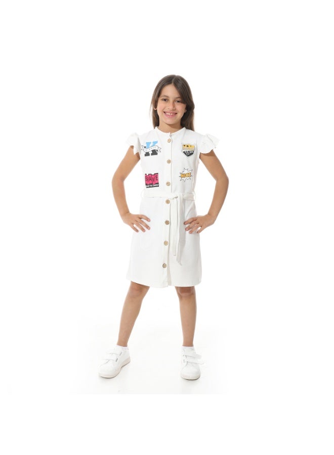 Red Circle Front Printed Dress g04 - Image 1