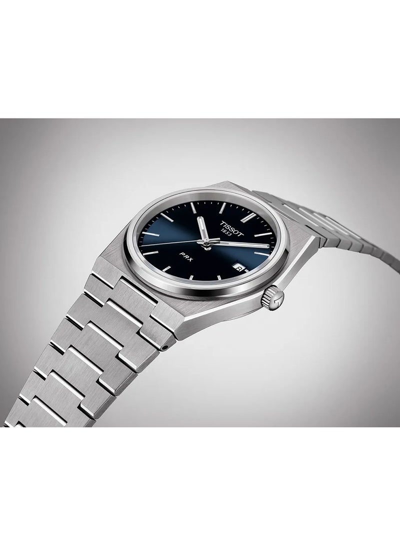 TISSOT ساعة تيسوت PRX بقرص أزرق من الفولاذ المقاوم للصدأ 40 مم للرجال - T137.410.11.041.00 - Image 2