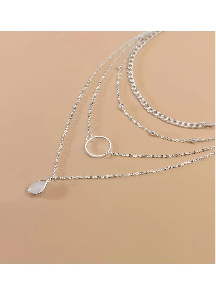 Home Clearance Sale Hot Selling Women's Necklace 1pc Fashionable and Exquisite Geometric Circle Multi-Layer Water Drop Necklace - Image 2