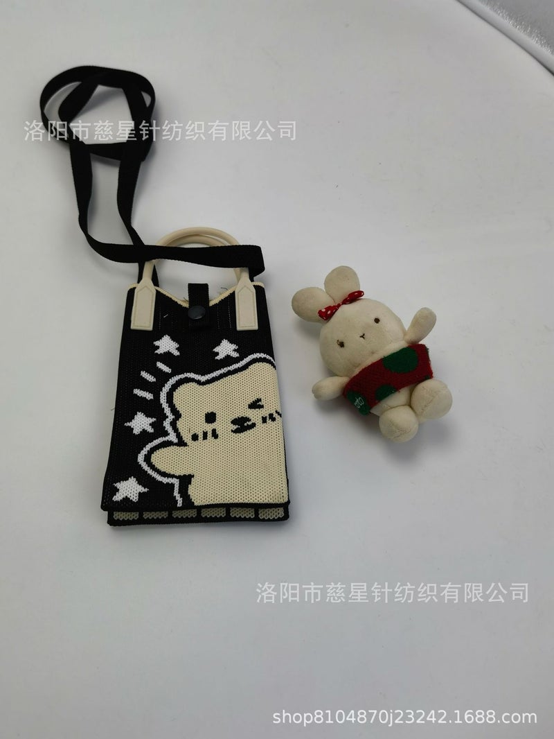 2025 Autumn New Style Girl'S Heart-Shaped Handbag For Carrying Mobile Phones, Knitted Crossbody Bag, Portable Textured Small Handbag - Image 1