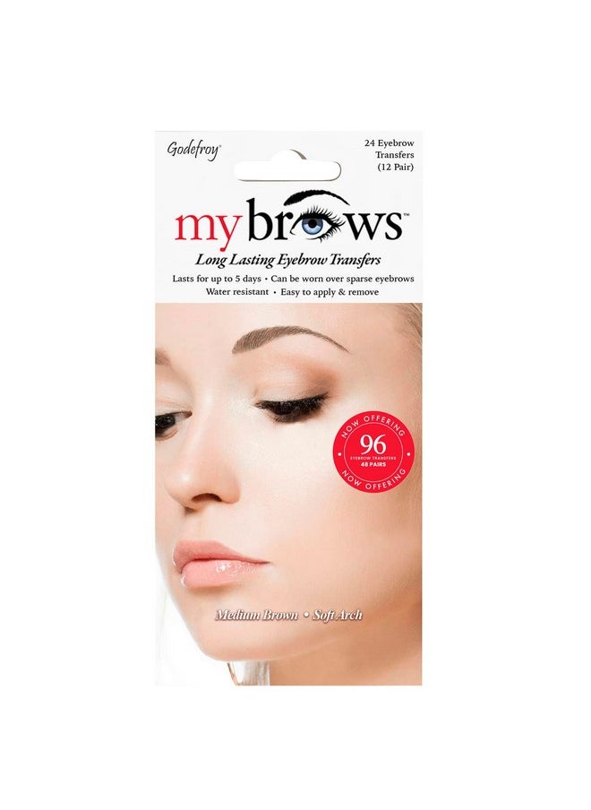 Godefroy Mybrows Long Lasting Eyebrow Transfers Soft Arch Medium Brown 48 Pairs Of Brows (96 Individual Transfers)  - Image 2
