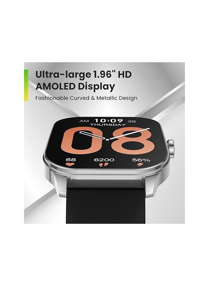 Pop 3S Smart Watch with 1.96" AMOLED Display – Bluetooth Calling, 12-Day Battery Life, AI Voice Assistant, 100+ Sports Modes, 24H Heart Rate & SpO2 Monitor, Music Control, Waterproof Fitness Tracker – Black | 1-Year Manufacturer Warranty  - Image 2