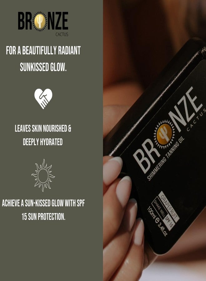 Bronze Cactus Grapefruit Tanning Oil SPF 15 – Vegan, Dermatologist Tested Sun Oil | Broad Spectrum UVA/UVB Protection | Moisturizing Formula for Hydrated Skin & Natural Sun-Kissed Glow | 3.4fl.oz - Image 5