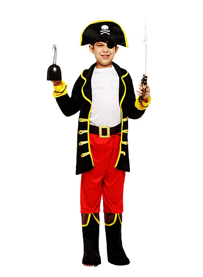 Little Surprise Box,  Black Coat one eye Pirate , Kids Halloween Costume Fancy Dress Up-4-6Y