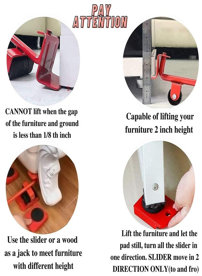 DRUDRAYA Furniture Lifter Mover Tool Set | Heavy Duty Furniture Shifter | Moving Roller Wheel Set for Interior Small & Long Washing Machines, Fridge, Sofa | Max Up for 150KG, 360° Rotatable Pads - Image 5