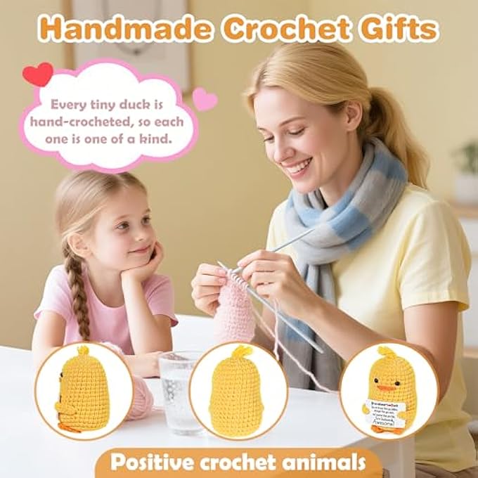 RoomyRoc Inspirational Crochet Duck, Positive Affirmation Duck Toy for Anxiety & Stress Relief, Handmade Mental Health Gifts for Women Men, Cute Home Office Desk Decor for Adults Teens - Image 4