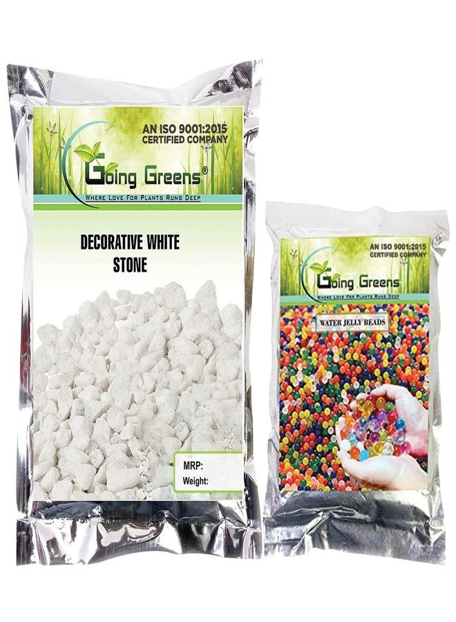 Going Greens Marble Chips Pebbles Stone for Garden & Indoor Outdoor Decoration- 900 Gm (White) & Going Greens Water Jelly Beads - 20 Gm (Purple) - Image 1