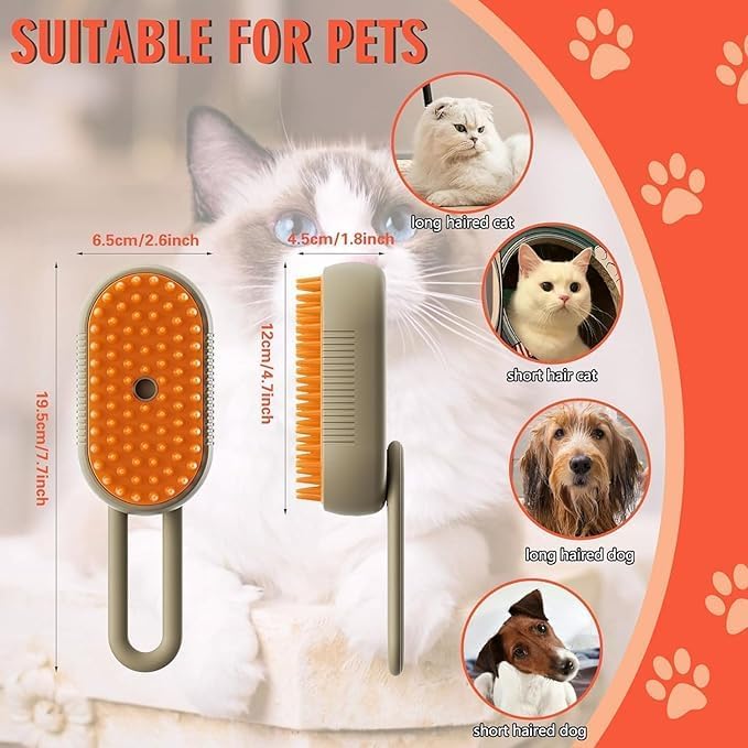 OOSARY Steam Brush for Dog Cat Steam Brush 3 in 1 Water Brush for Dogs Silicone Massage Dog Comb Electric Multifunctional Water Brush Spa for Dogs USB Rechargeable Steamy Brush for Pet (brush) - Image 3