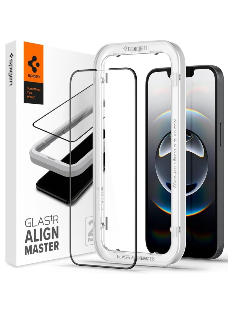 Spigen Glastr Align Master iPhone 16e / 14 / 13 and iPhone 13 Pro (6.1 inch) Screen Protector (2 Pack) Premium Tempered Glass Edge to Edge Protection - Full Cover  - Image 1