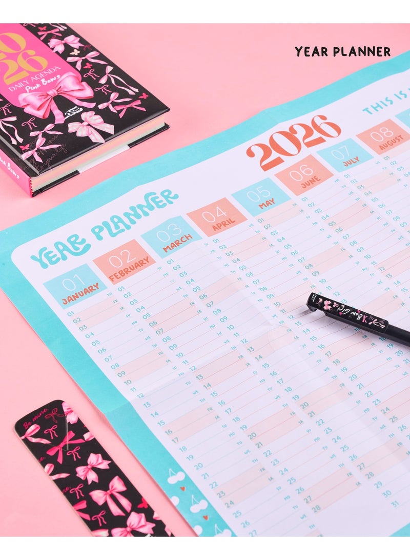 Mofakera Calendar Pink Bow Daily Year Gift Box 2026 ( Agenda ) - Image 3