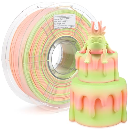 iSANMATE PLA 3D Printer Filament, PLA Plus Filament 1.75mm, Fast Change Multicolor Rainbow PLA Filament, Pink, Candy Green 3D Printing Filament 1KG/2.2lb - Image 1