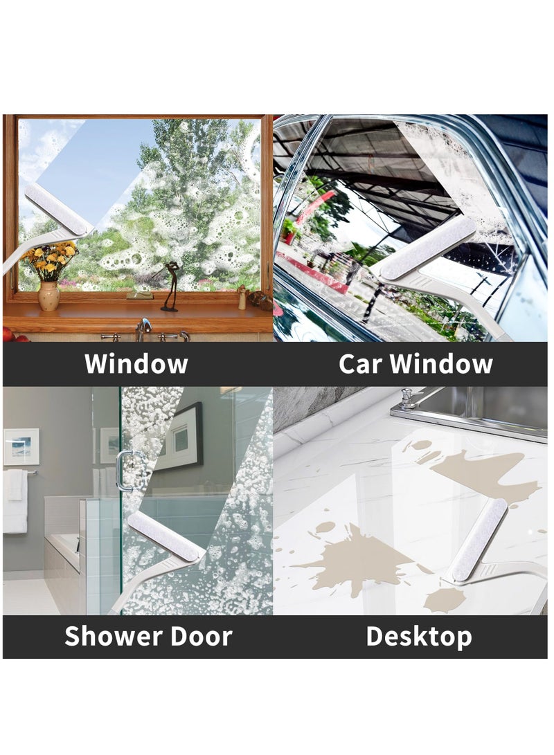 Excefore Shower Squeegee, Shower Squeegee for Glass Doors with Crevice Brush, 2 in 1 Window Squeegee Cleaner, Professional Window Scrubber for Bathroom Shower Car Mirror Glass - Image 3