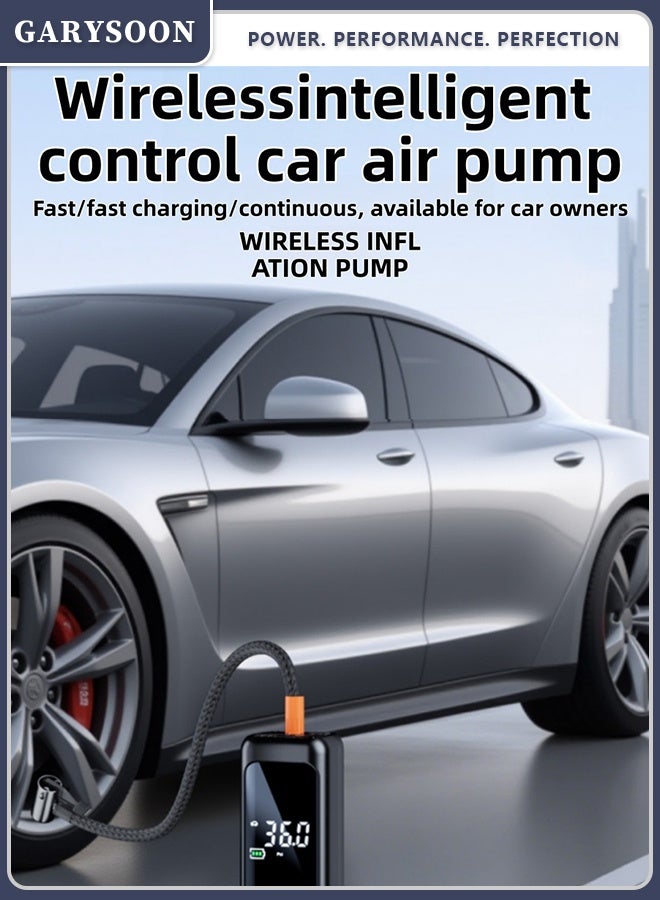 Garysoon 【GARYSOON】Cordless Tire Inflator, 60W Portable Air Pump 7.4V with Digital Pressure Display, LED Light, USB-C Charging for Car, Bike & Motorcycle - Image 2
