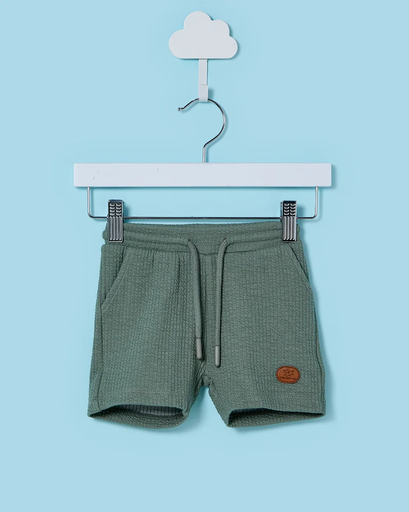 REDTAG Infant Boys Green Jacquard Active Shorts