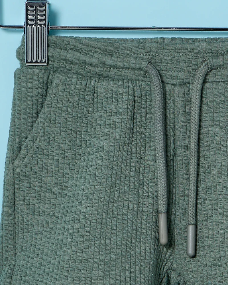 REDTAG Infant Boys Green Jacquard Active Shorts