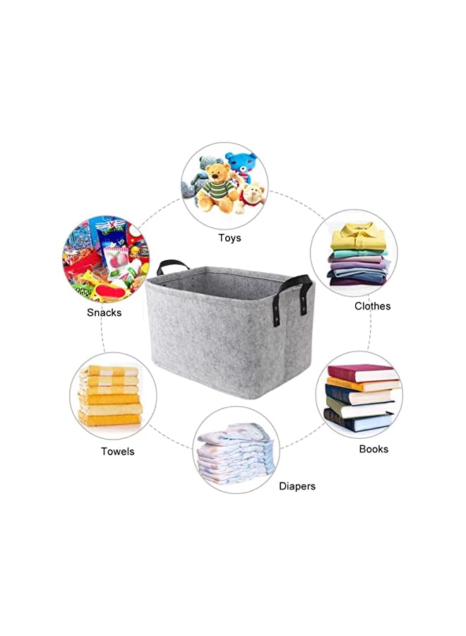 SYOSI Large Felt Storage Basket Open Fabric Bins Foldable Organizer Box With Handles For Closet Clothing Toys Books Office Products - Image 2