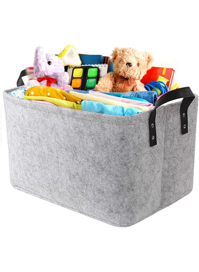 SYOSI Large Felt Storage Basket Open Fabric Bins Foldable Organizer Box With Handles For Closet Clothing Toys Books Office Products - Image 1