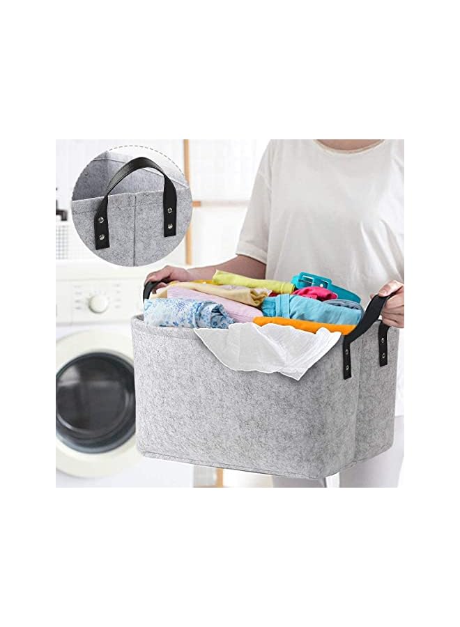 SYOSI Large Felt Storage Basket Open Fabric Bins Foldable Organizer Box With Handles For Closet Clothing Toys Books Office Products - Image 4