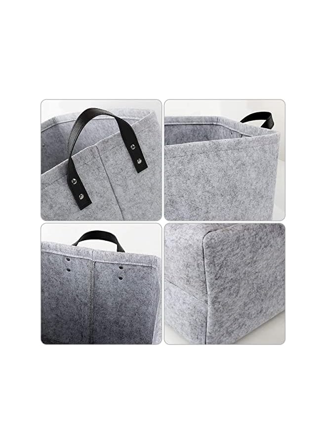 SYOSI Large Felt Storage Basket Open Fabric Bins Foldable Organizer Box With Handles For Closet Clothing Toys Books Office Products - Image 3