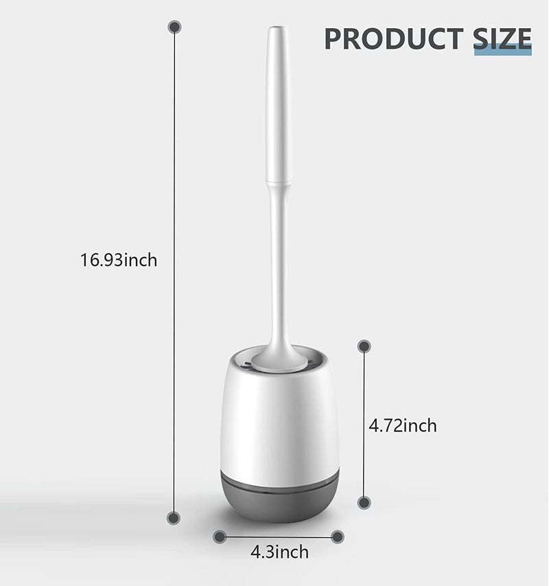 TRADY Toilet Brush,1 Pack Toilet Bowl Brush and Holder for Bathroom Storage Cleaning,Bathroom Accessories Toilet Bowl Cleaners with Silicone Bristles,Cleaning Supplies Toilet Cleaner Brush Set - Image 2